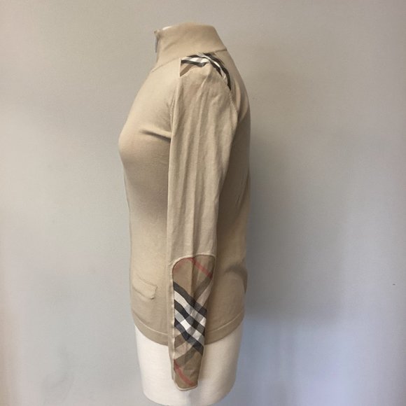 Burberry London Tan House Check Zip Front Sweater Sz S - Picture 3 of 8